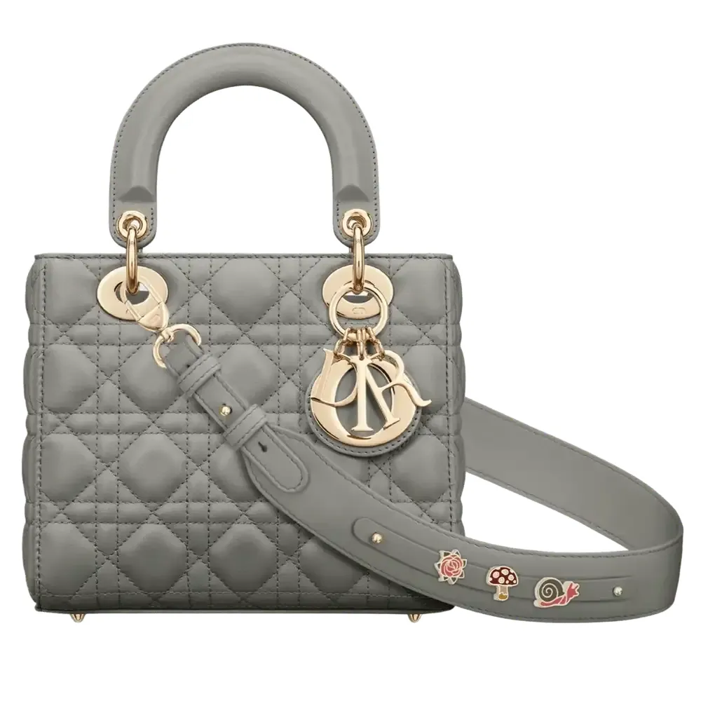 Small Lady Dior My ABCDior Bag Cannage Lambskin Stone Gray