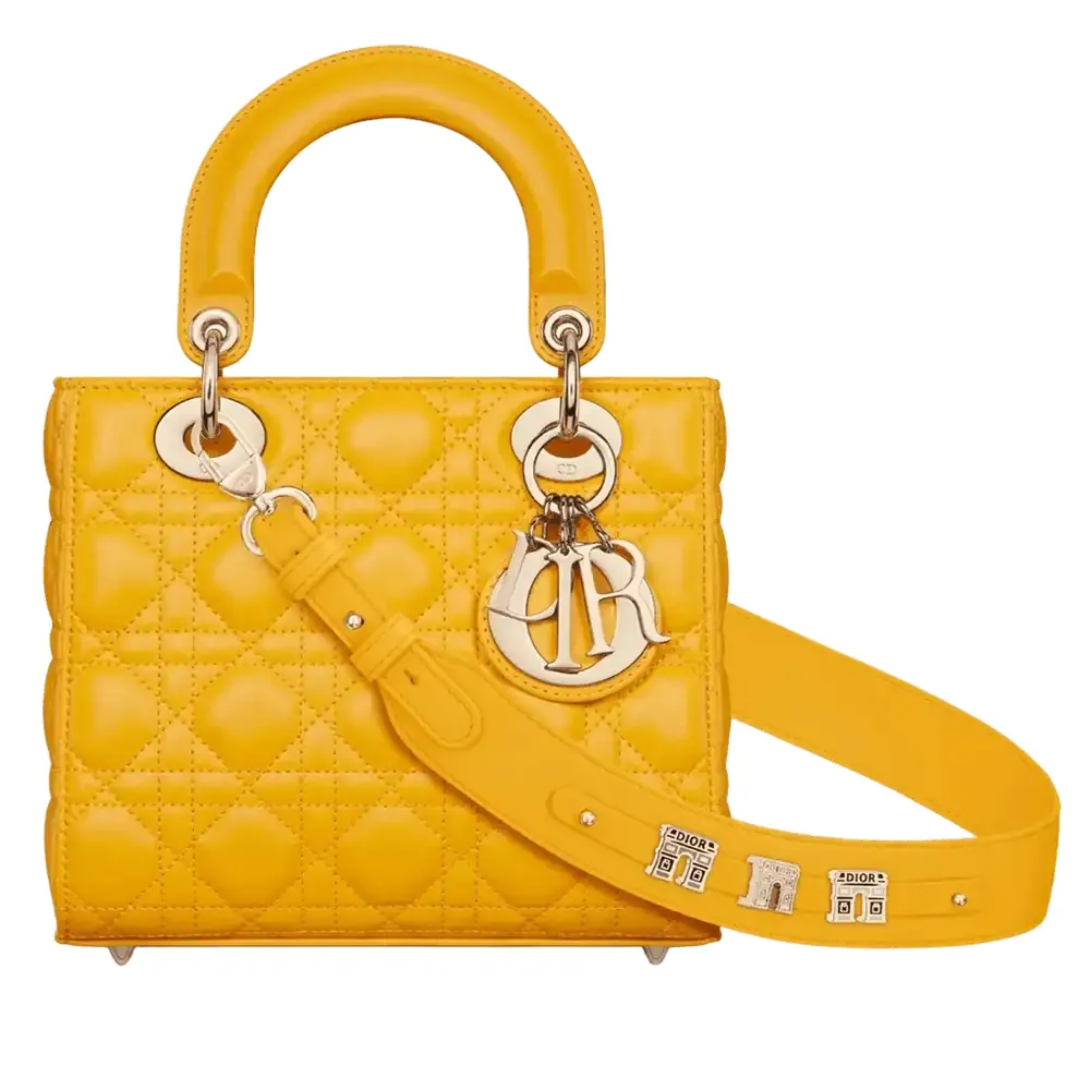 Small Lady Dior My ABCDior Bag Cannage Lambskin Sunny Yellow