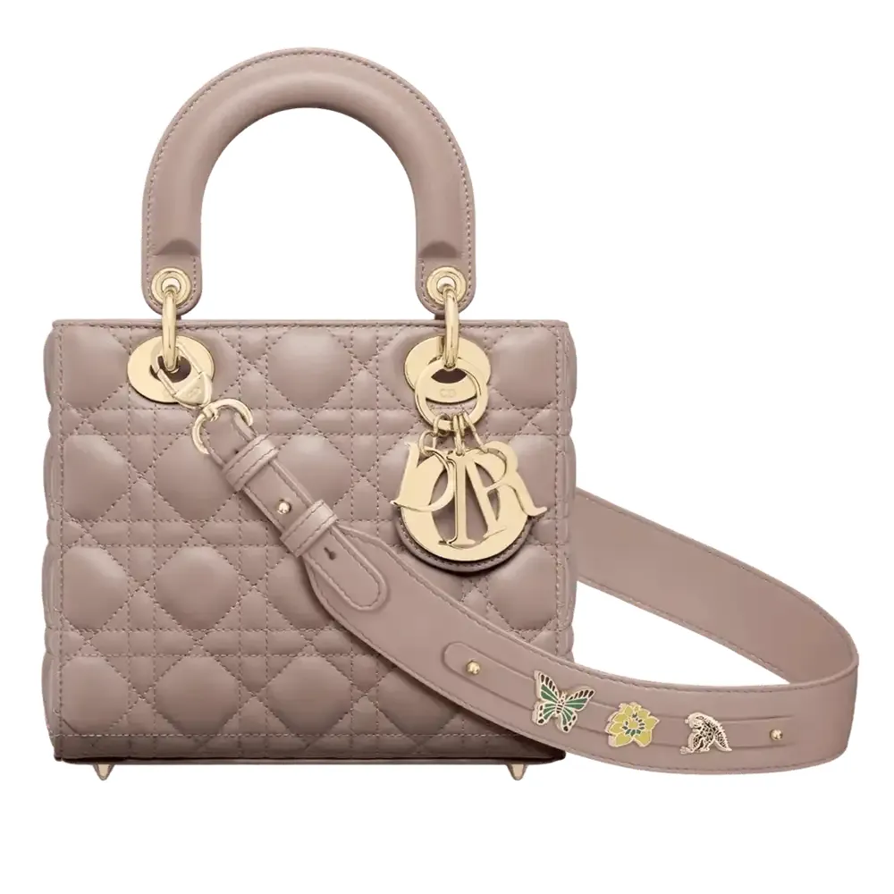 Small Lady Dior My ABCDior Bag Cannage Lambskin Warm Taupe