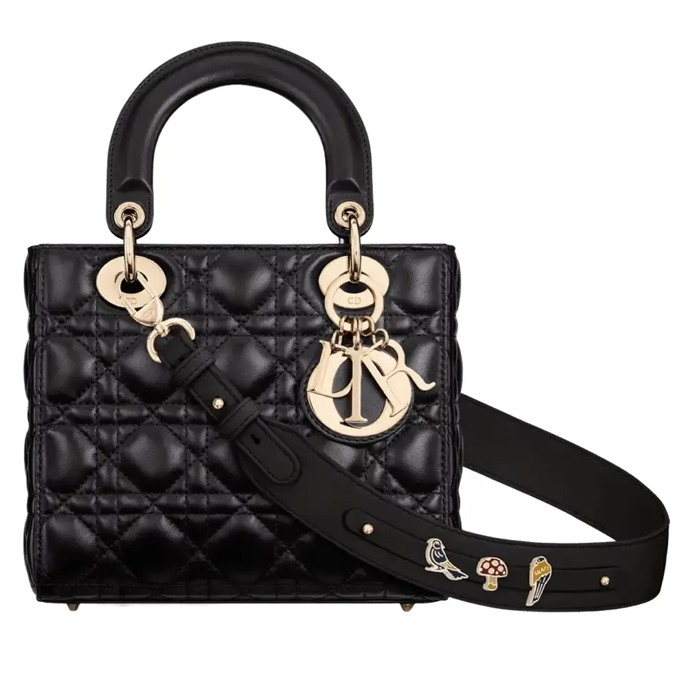 Small Lady Dior My ABCDior Bag x Cannage Lambskin Black