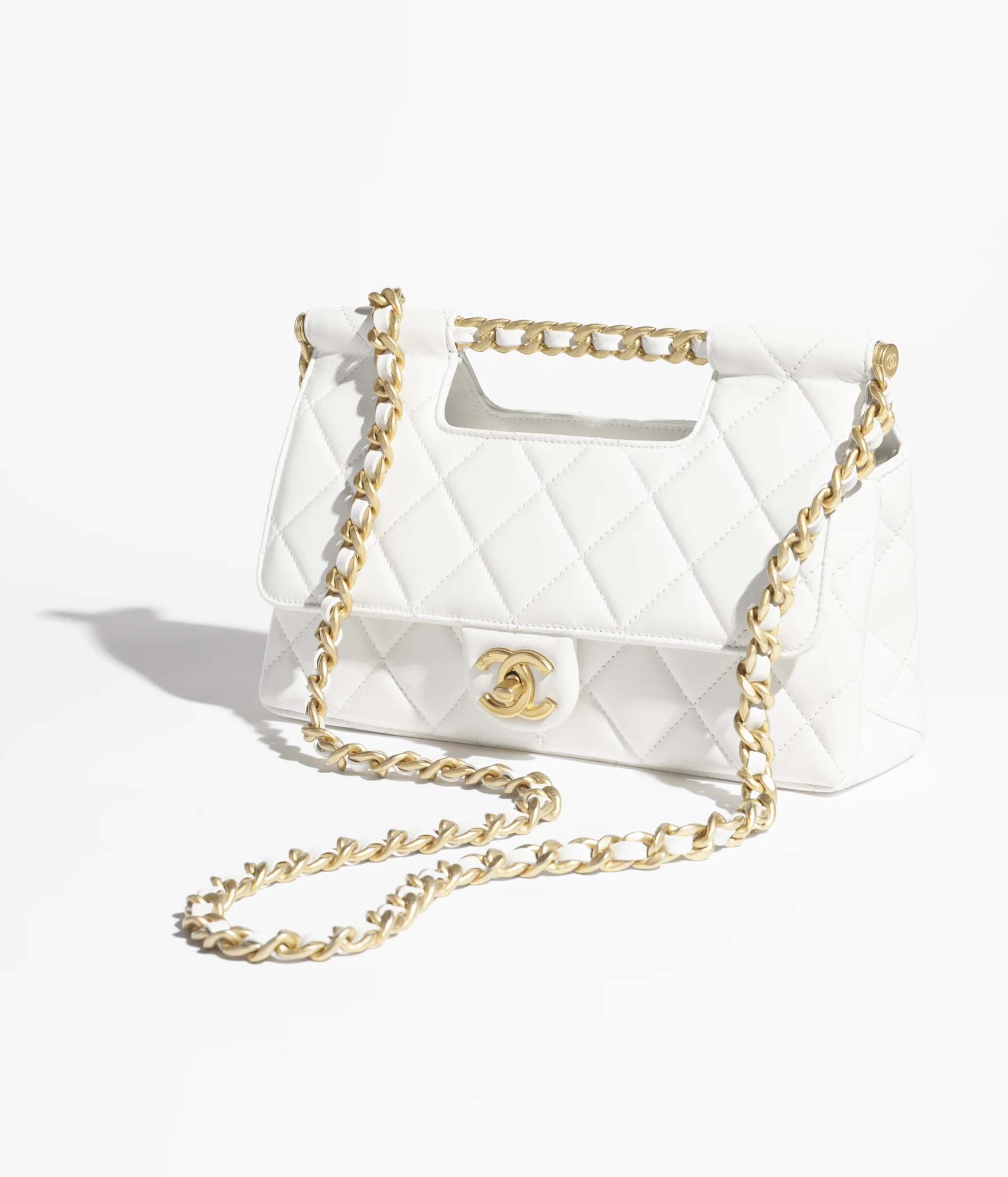 10. AS5428B2055610601 chanel flap bag with top handle shiny lambskin gold tone metal