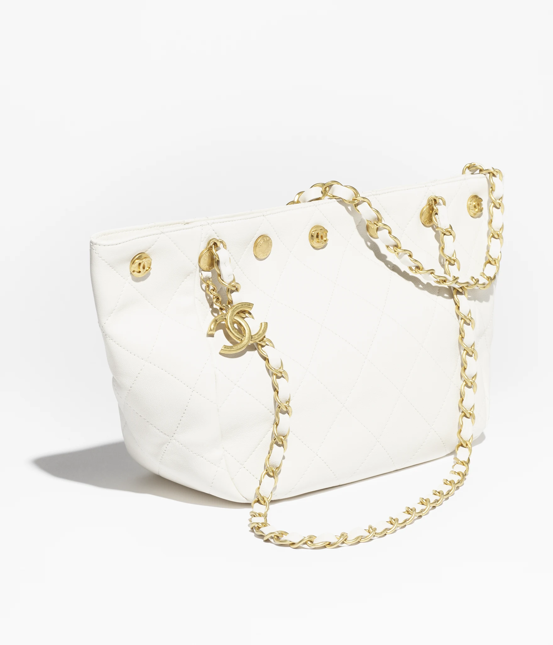 14. Chanel small shopping bag shiny lambskin gold tone metal