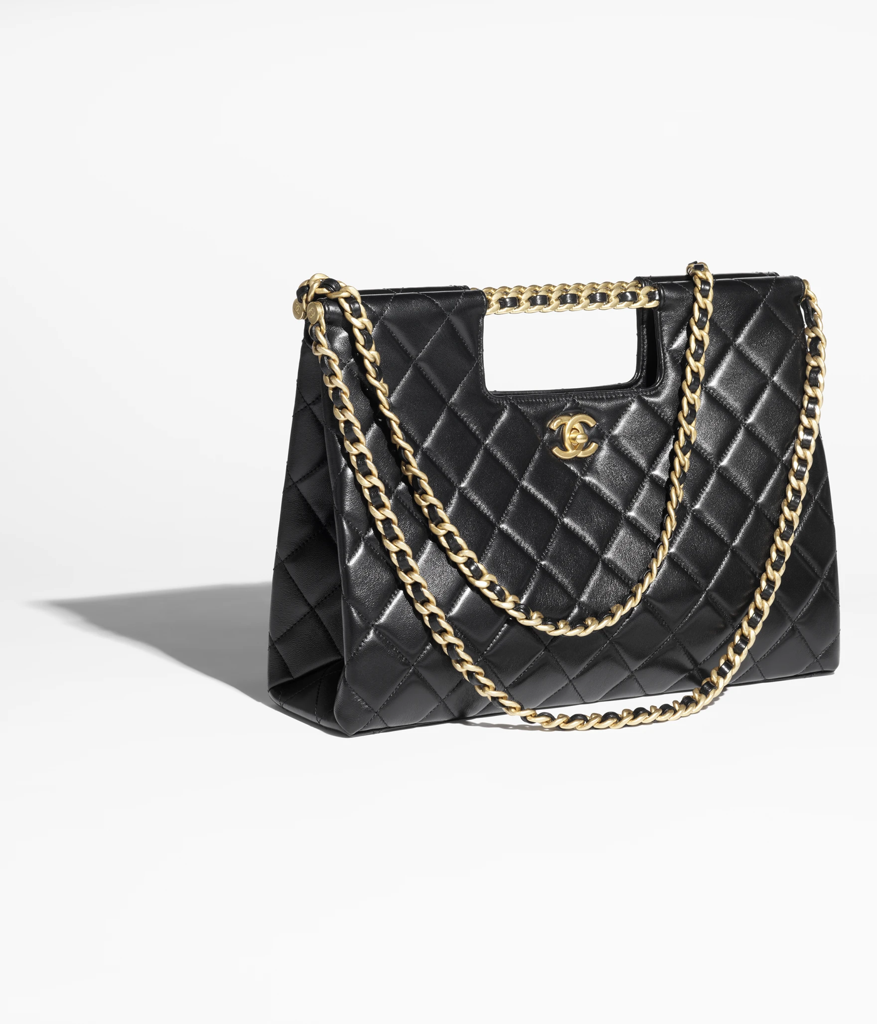 19. AS5407B2055694305 chanel shopping bag shiny lambskin gold tone metal