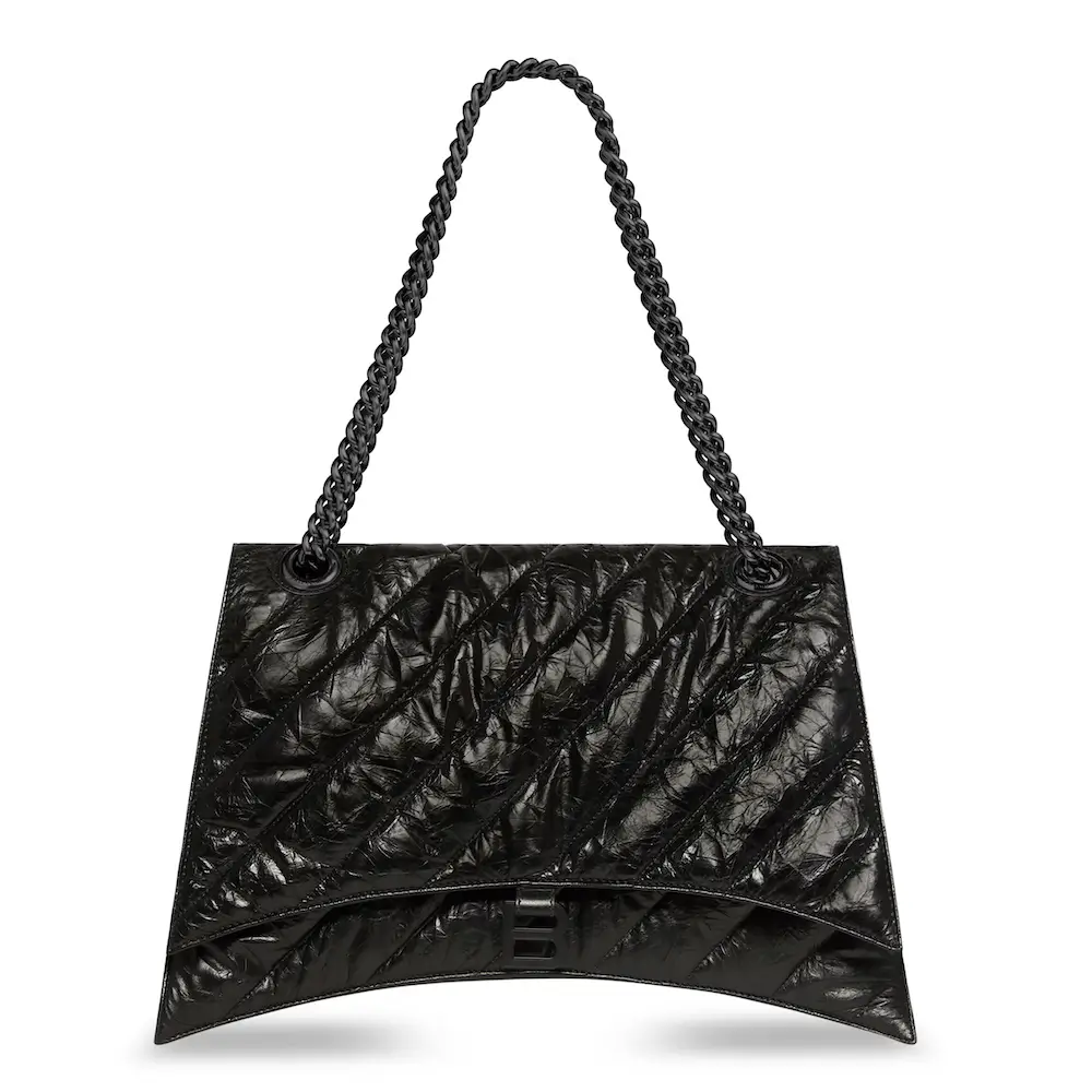 Balenciaga Crush Large Chain Bag Quilted in black crushed calfskin, black matte hardware Black