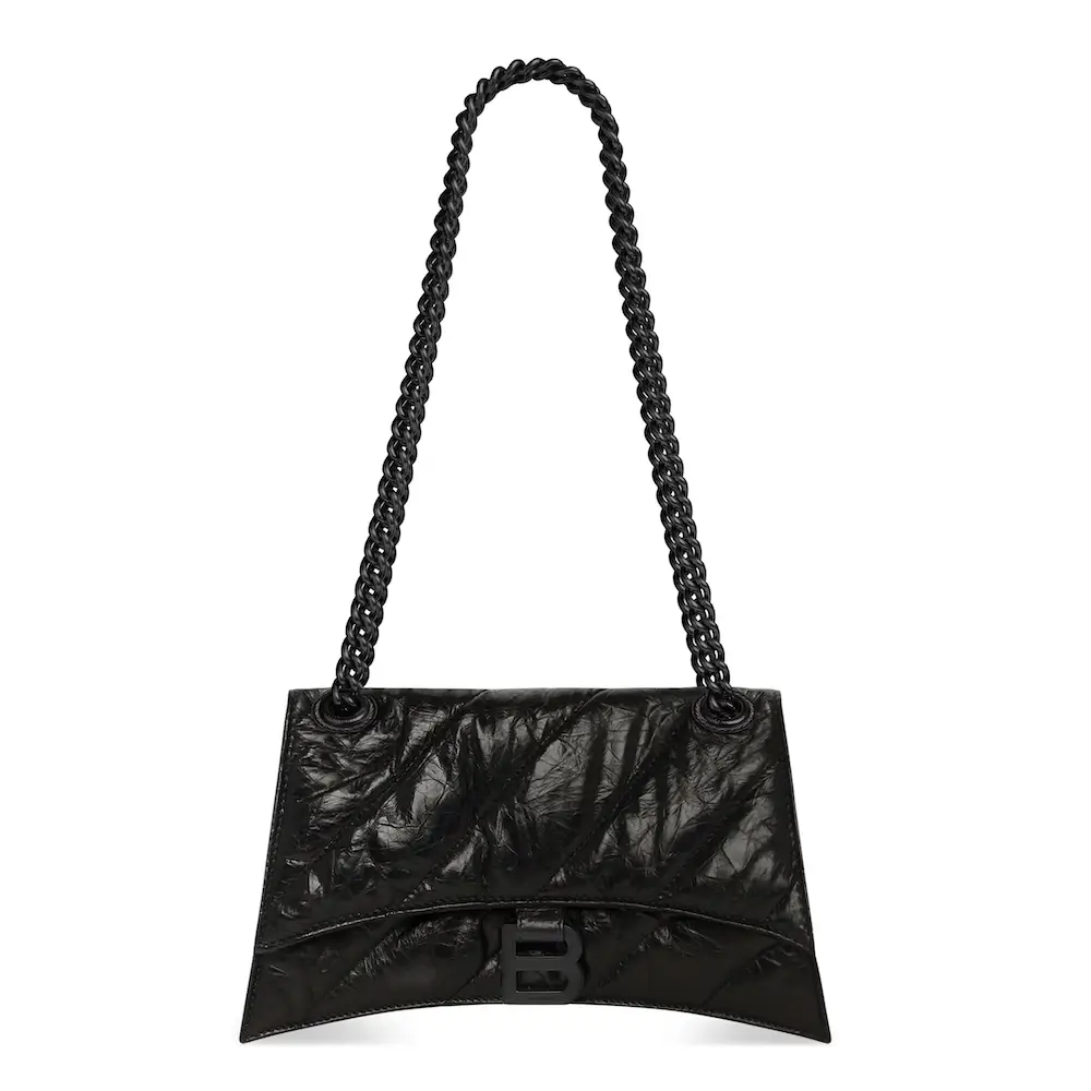 Balenciaga Crush Small Chain Bag Quilted in black crushed calfskin, black matte hardware Black