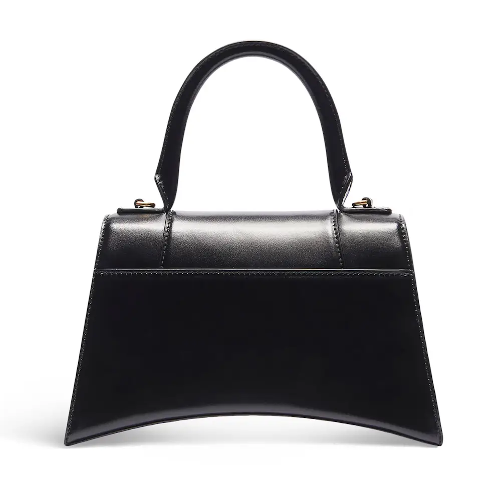 Balenciaga Hourglass Small Handbag in black shiny box calfskin Back