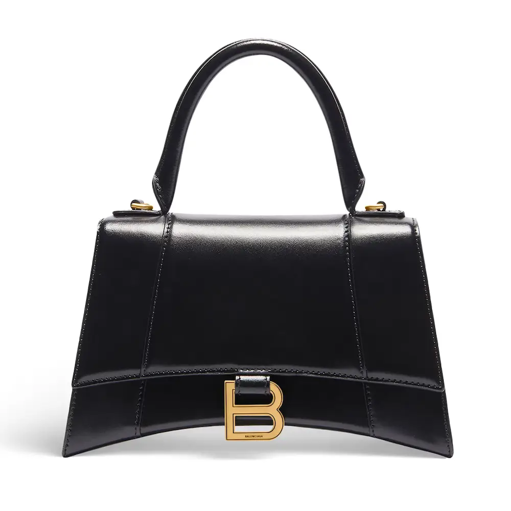Balenciaga Hourglass Small Handbag in black shiny box calfskin black