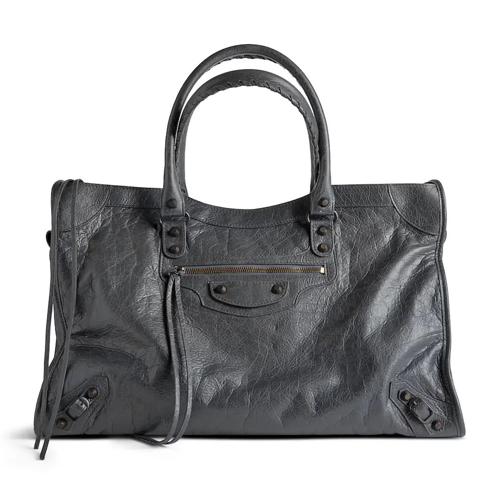 Balenciaga Le City Large Bag in volcanic rock Arena Storico lambskin, brass hardware