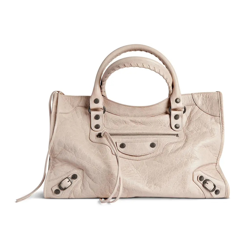 Balenciaga Le City Medium Bag in almond Arena Storico lambskin, brass hardware