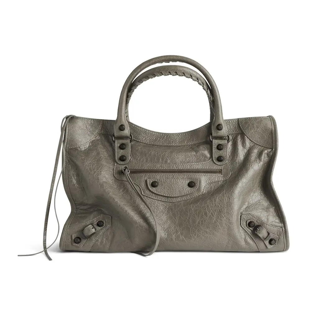 Balenciaga Le City Medium Bag in army green Arena Storico lambskin, brass hardware