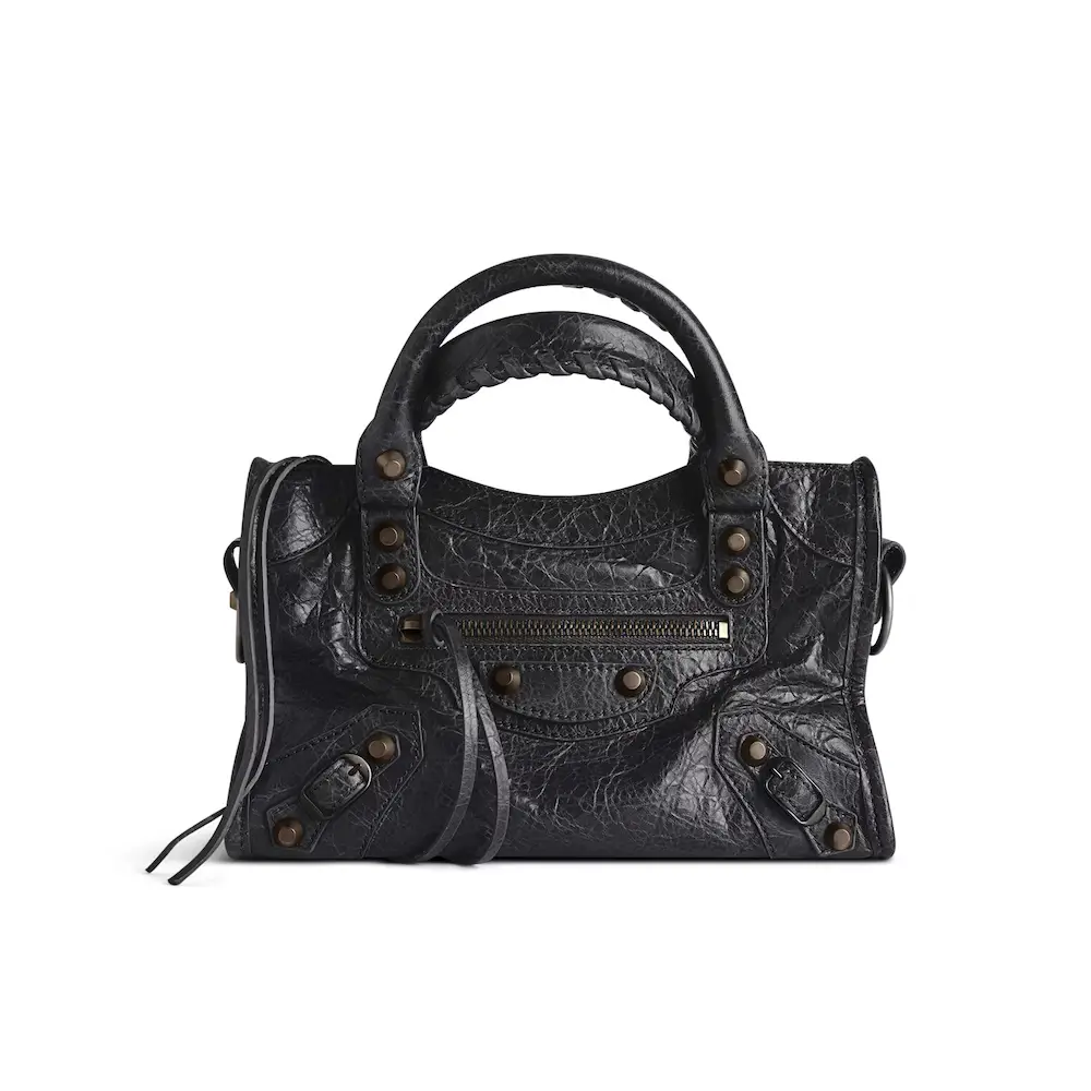 Balenciaga Le City Mini Bag in black Arena Storico lambskin, brass hardware