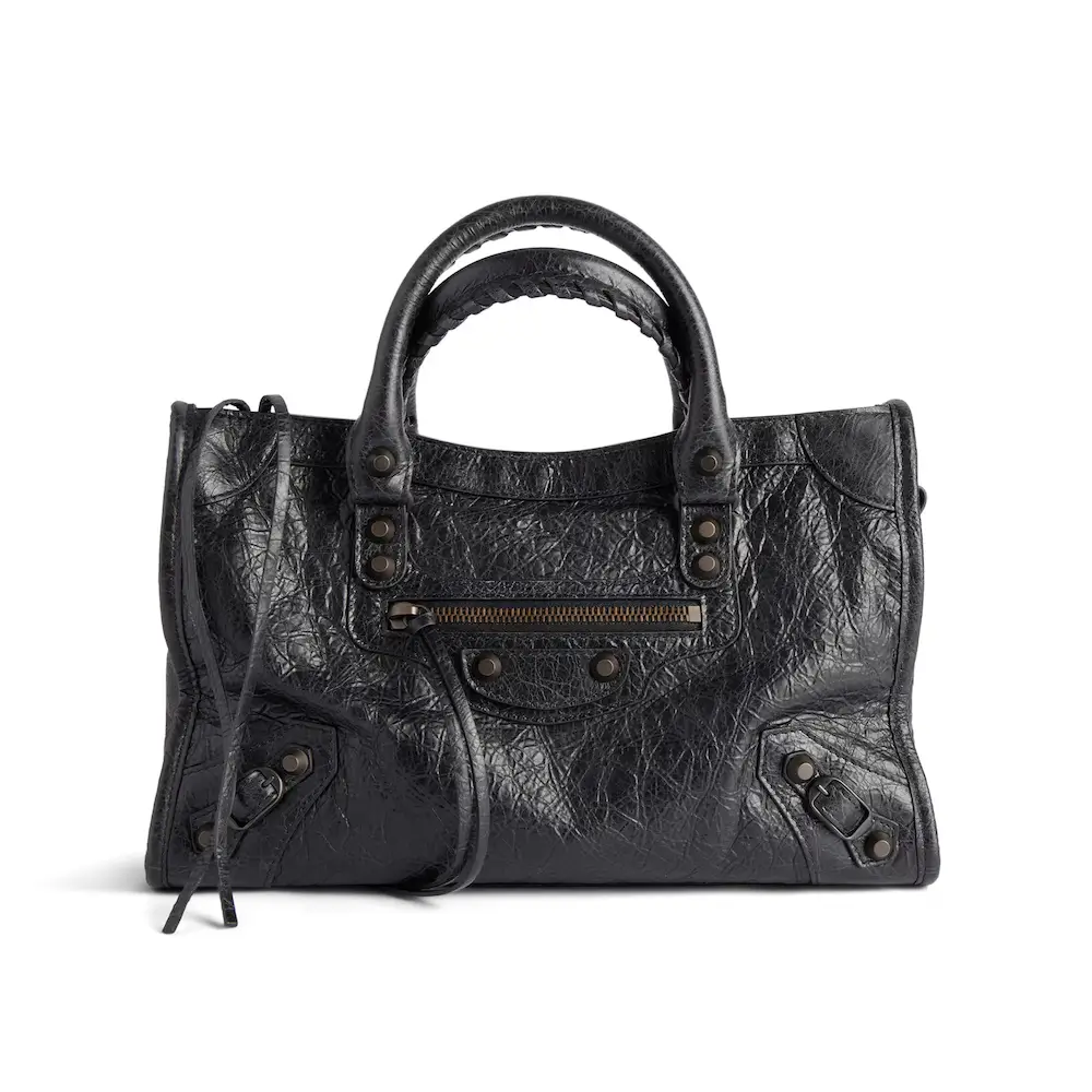 Balenciaga Le City Small Bag in black Arena Storico lambskin, brass hardware