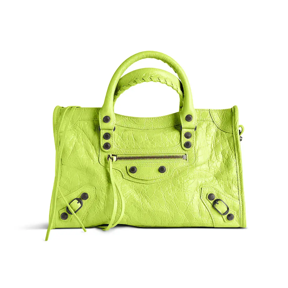 Balenciaga Le City Small Bag in granny green Arena Storico lambskin, brass hardware