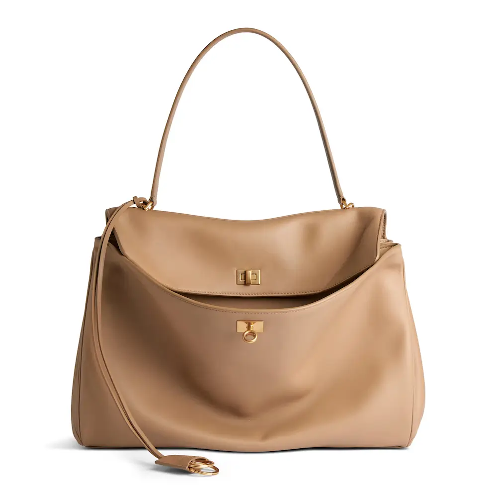 Balenciaga Rodeo Large Handbag in latte smooth calfskin, aged gold hardware