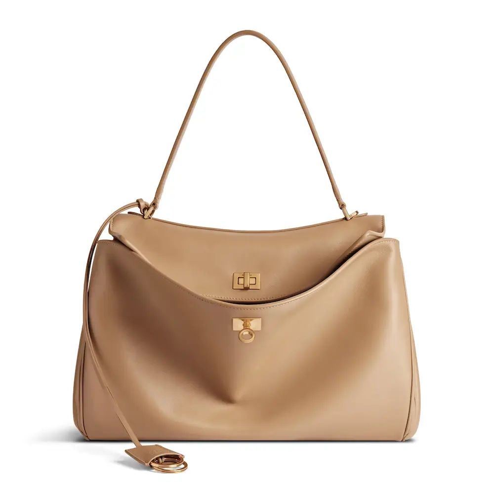 Balenciaga Rodeo Medium Handbag in latte smooth calfskin, aged gold hardware