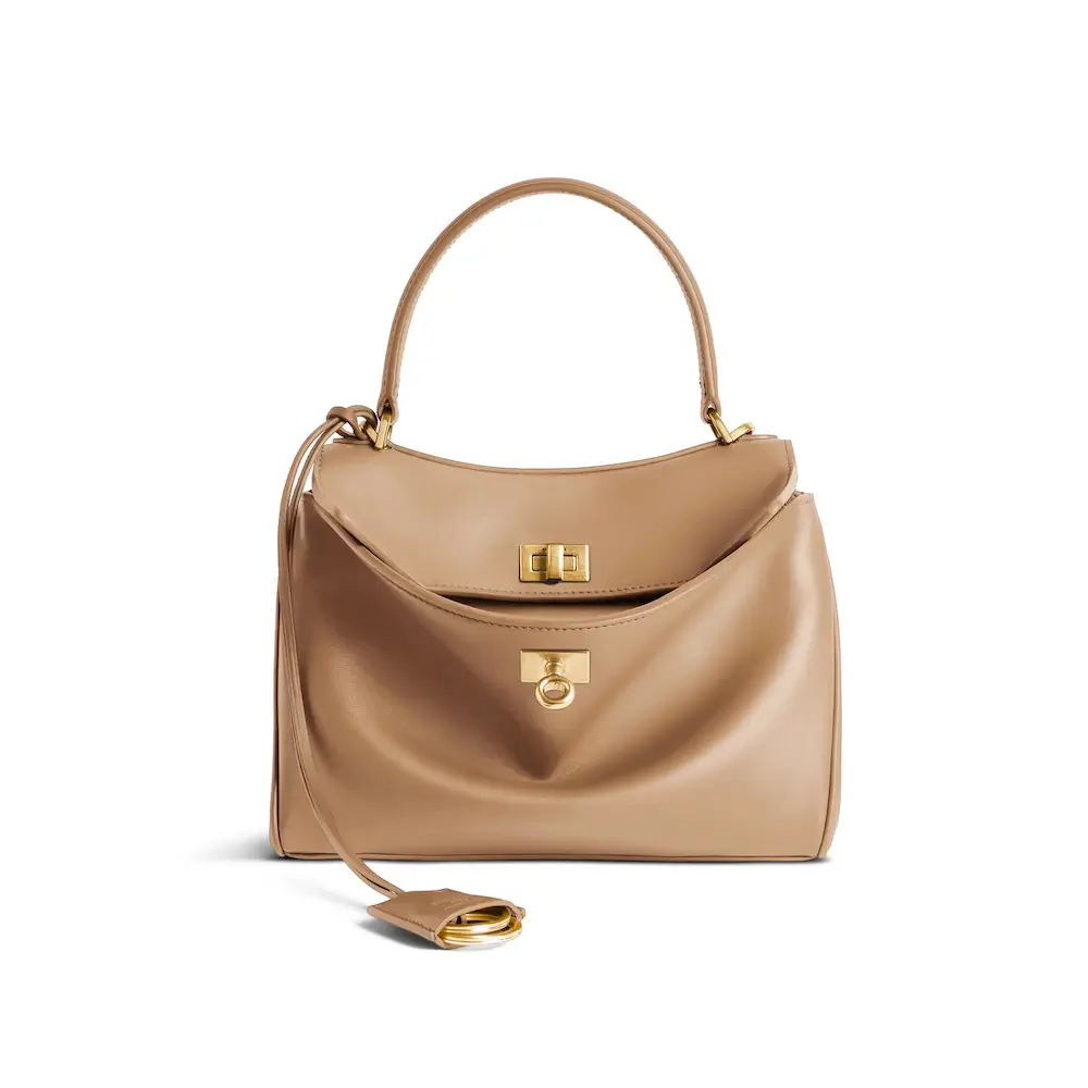 Balenciaga Rodeo Mini Handbag in latte smooth calfskin, aged gold hardware
