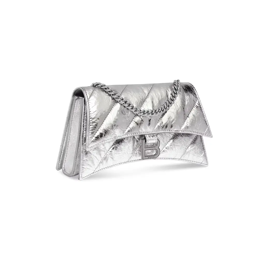 Crush XS Chain Balenciaga Bag Quilted in silver metallized crushed calfskin, aged silver hardware Silvery