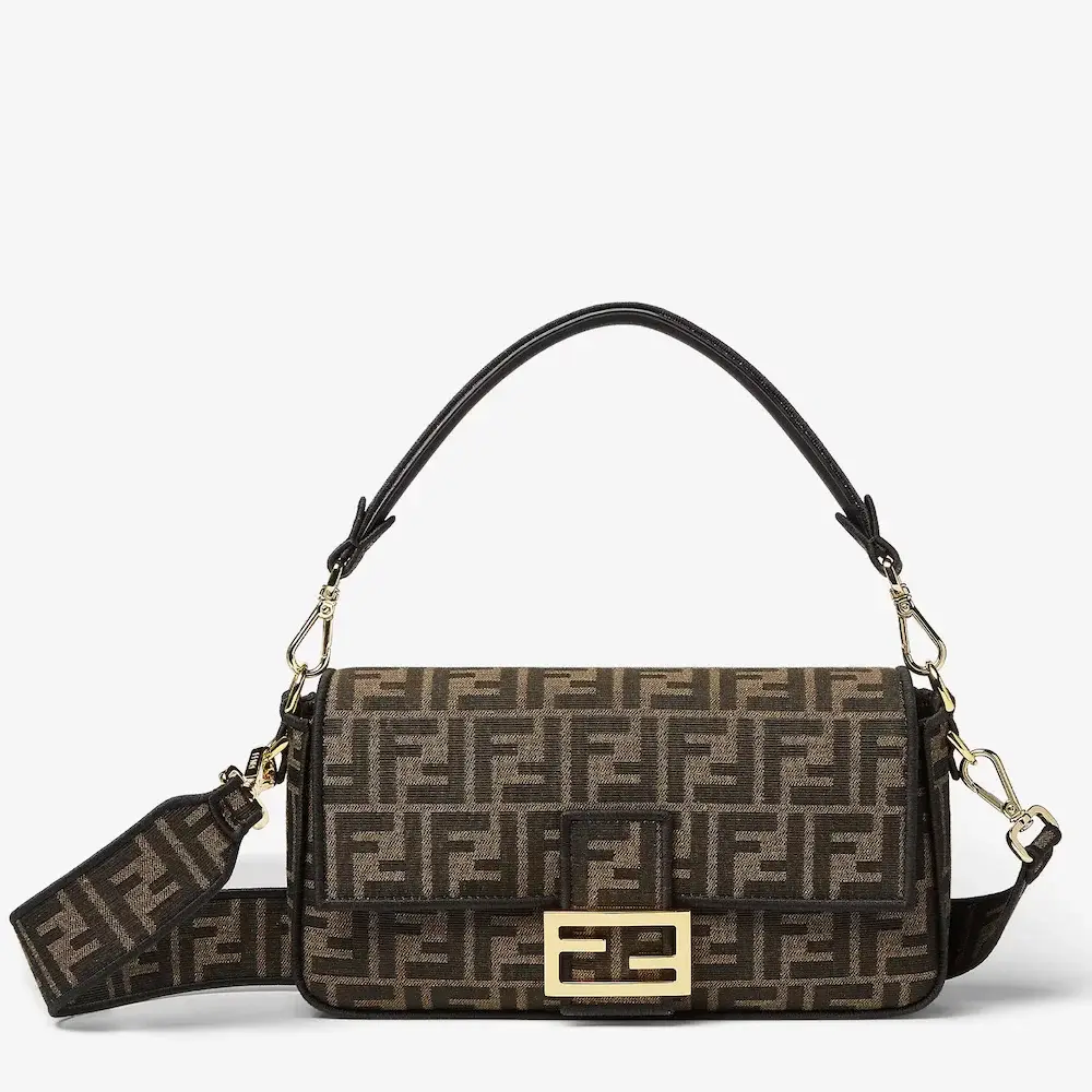 Fendi Baguette Brown FF jacquard fabric bag