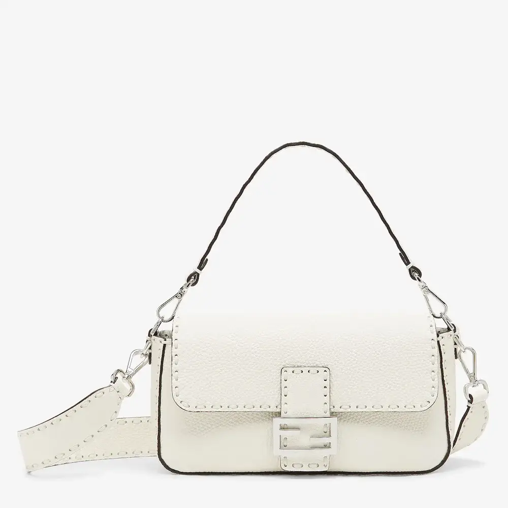 Fendi Baguette Ice White Selleria bag with 612 hand sewn stitches