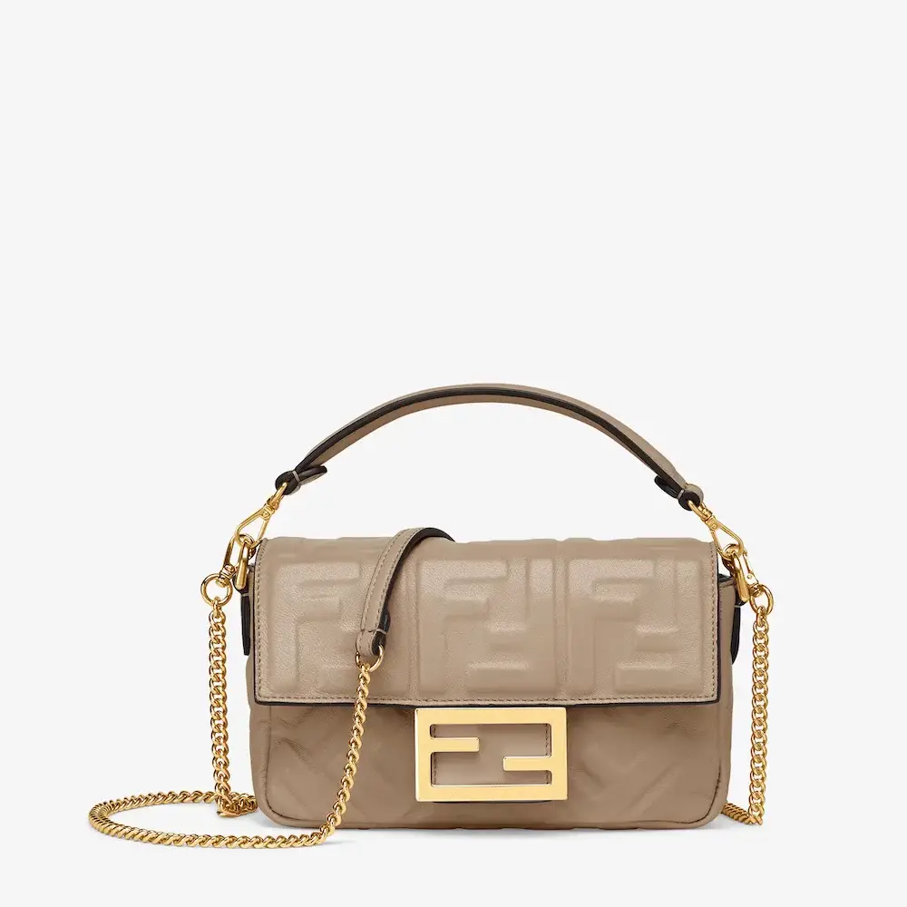 Fendi Baguette Mini Dove grey nappa leather bag
