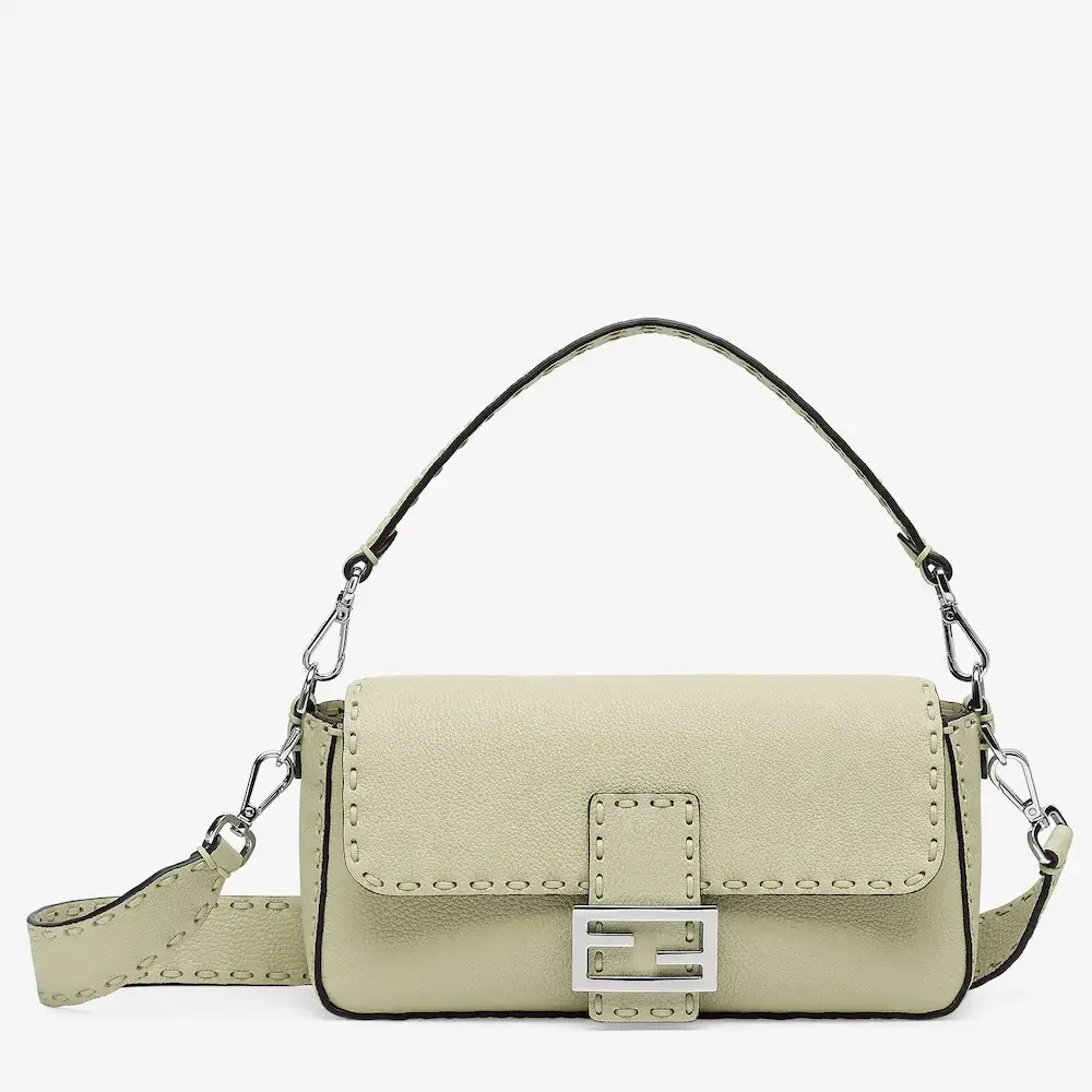 Fendi Baguette Sage green Selleria bag with 612 hand sewn topstitches