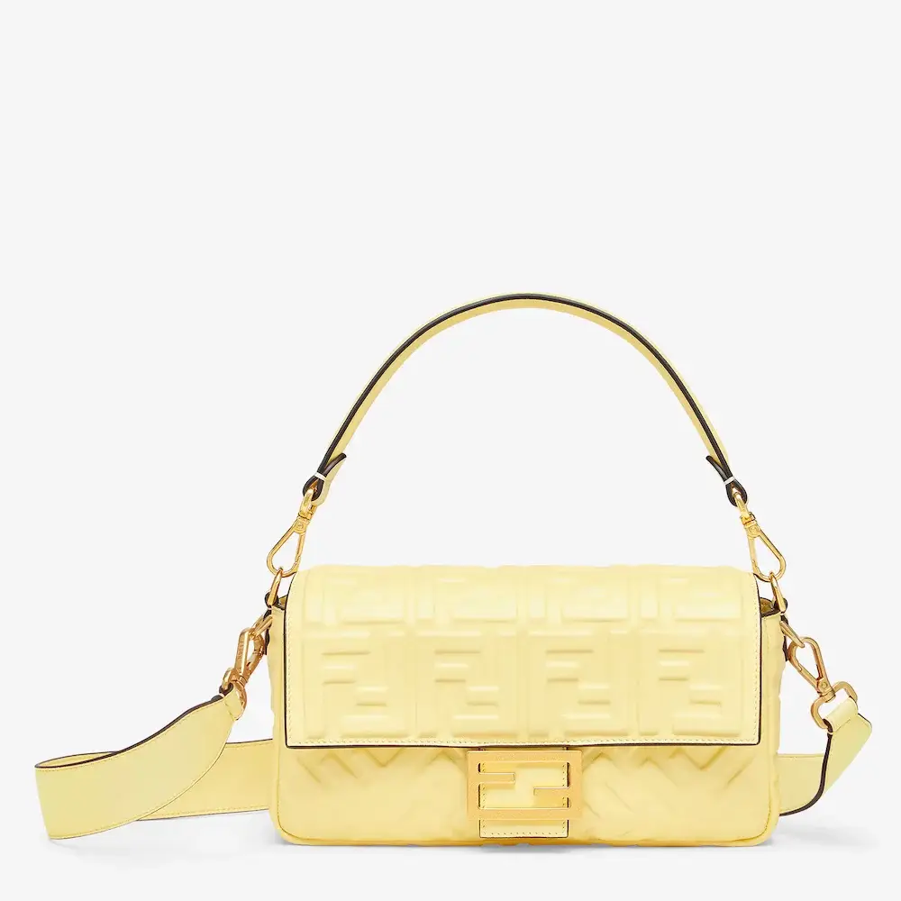 Fendi Baguette Yellow nappa leather bag