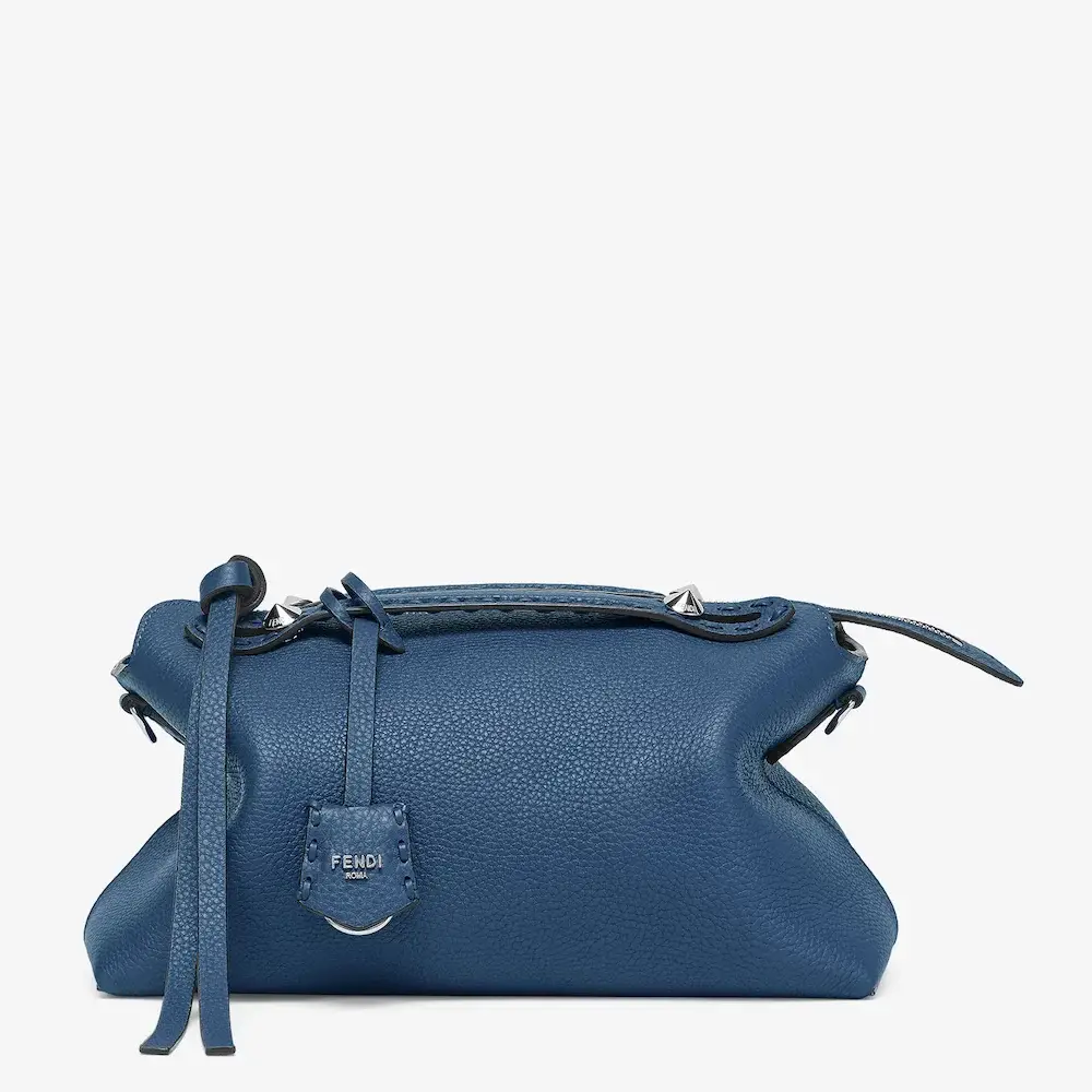 Fendi By The Way Selleria Medium Blue Selleria bag with 192 hand sewn topstitches