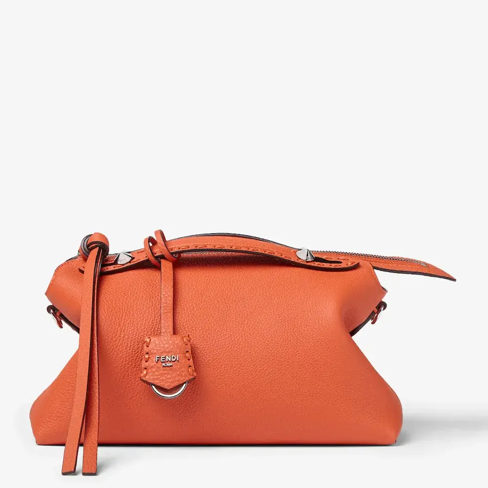 Fendi By The Way Selleria Medium Orange Selleria bag with 192 hand sewn topstitches