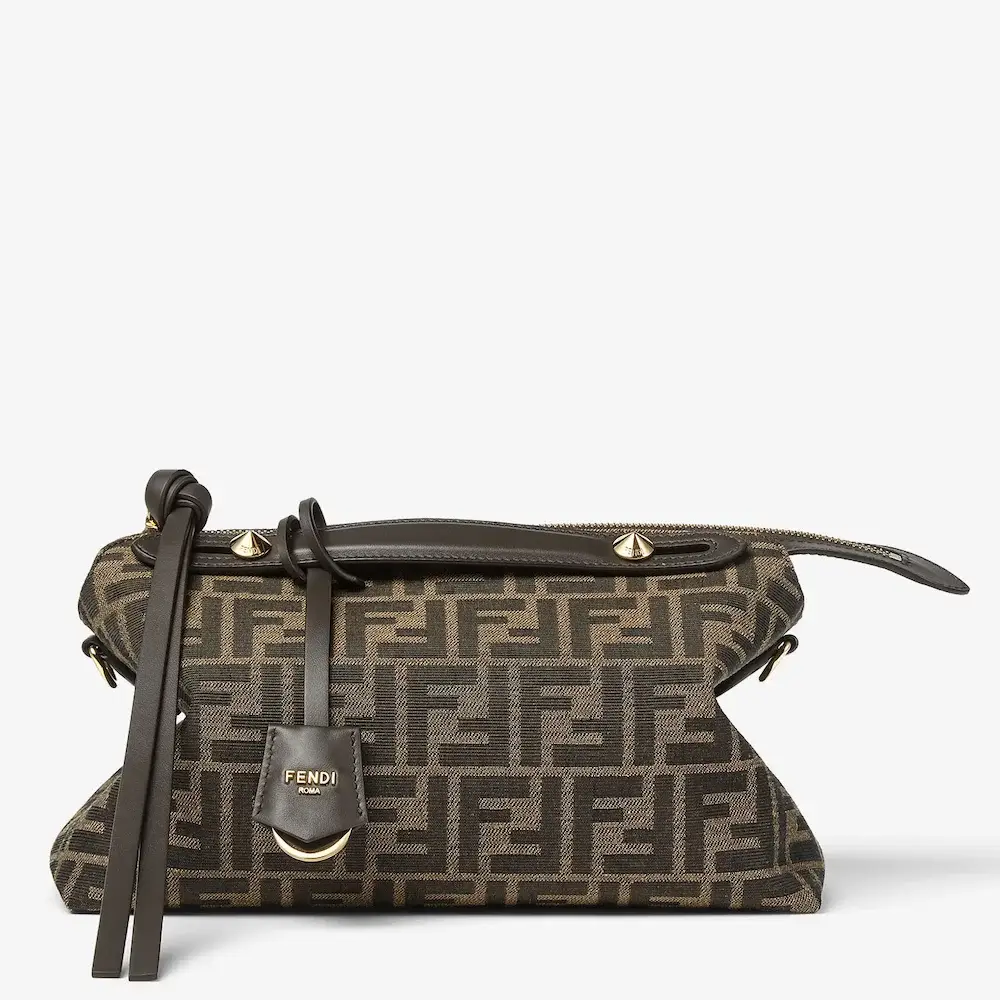 Fendi By The Way Soft Medium Brown FF jacquard fabric bag