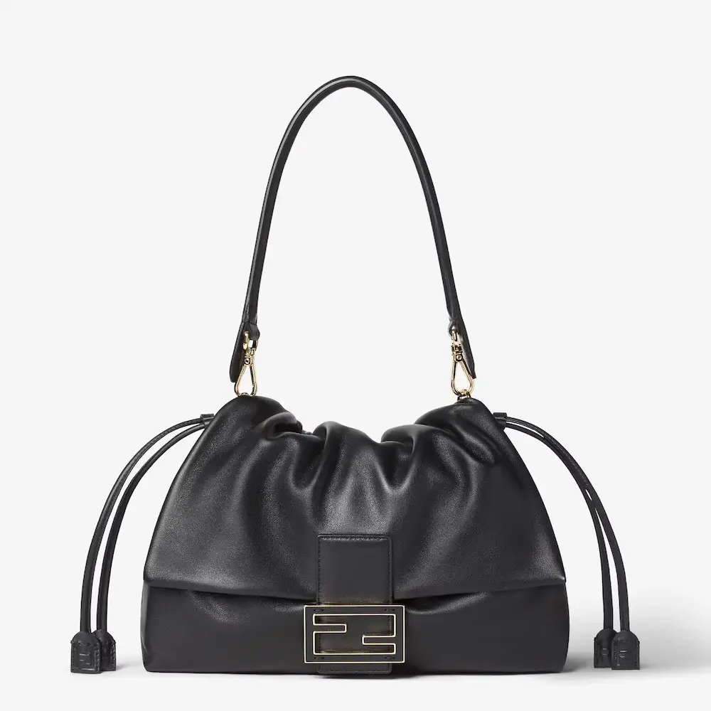 Fendi Mamma Baguette Large Black nappa leather bag webp