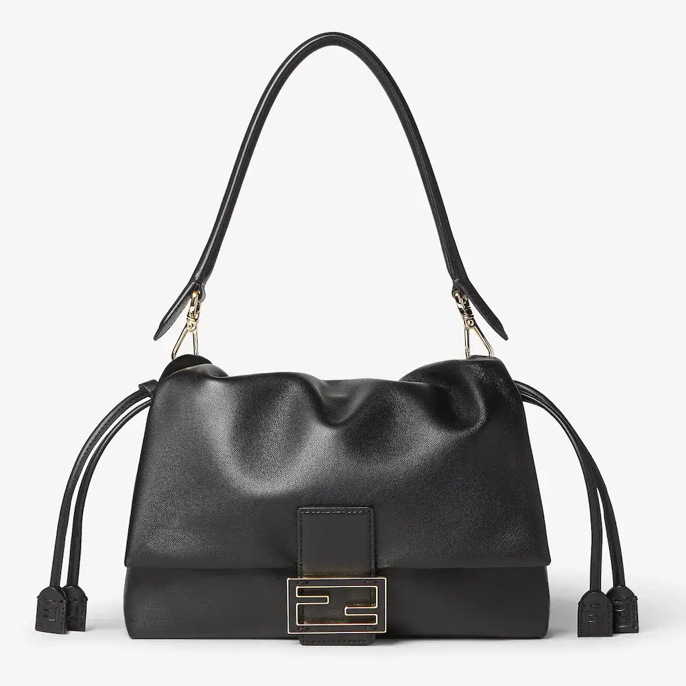 Fendi Mamma Baguette Medium Black nappa leather bag