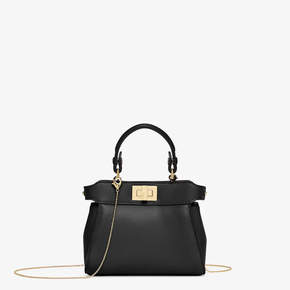 Fendi Nano Peekaboo Bag Camellia nappa leather miniature black