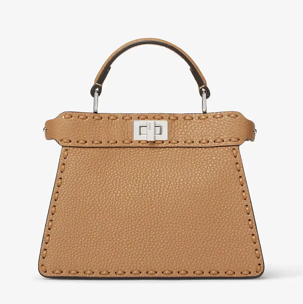 Fendi Peekaboo ISeeU Petite Cappuccino coloured Selleria bag with 306 hand sewn