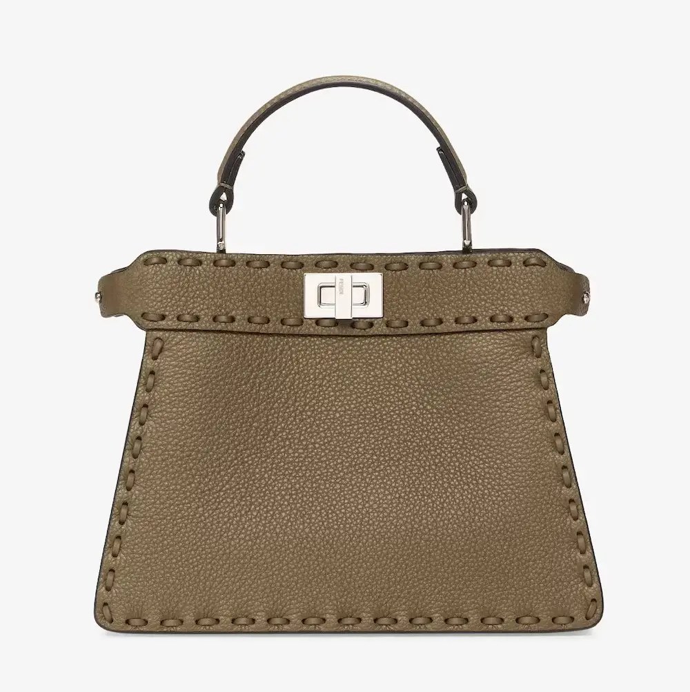 Fendi Peekaboo ISeeU Petite Green Selleria bag with 306 hand sewn topstitches