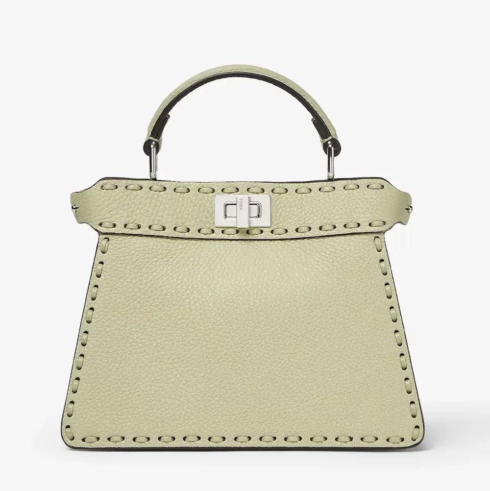 Fendi Peekaboo ISeeU Petite Sage green Selleria bag with 306 hand sewn topstitches