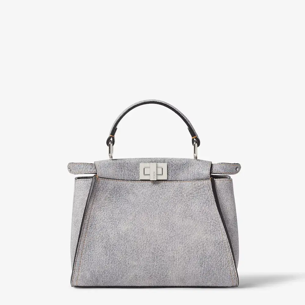 Fendi Peekaboo Mini Grey leather bag with a faded denim effect