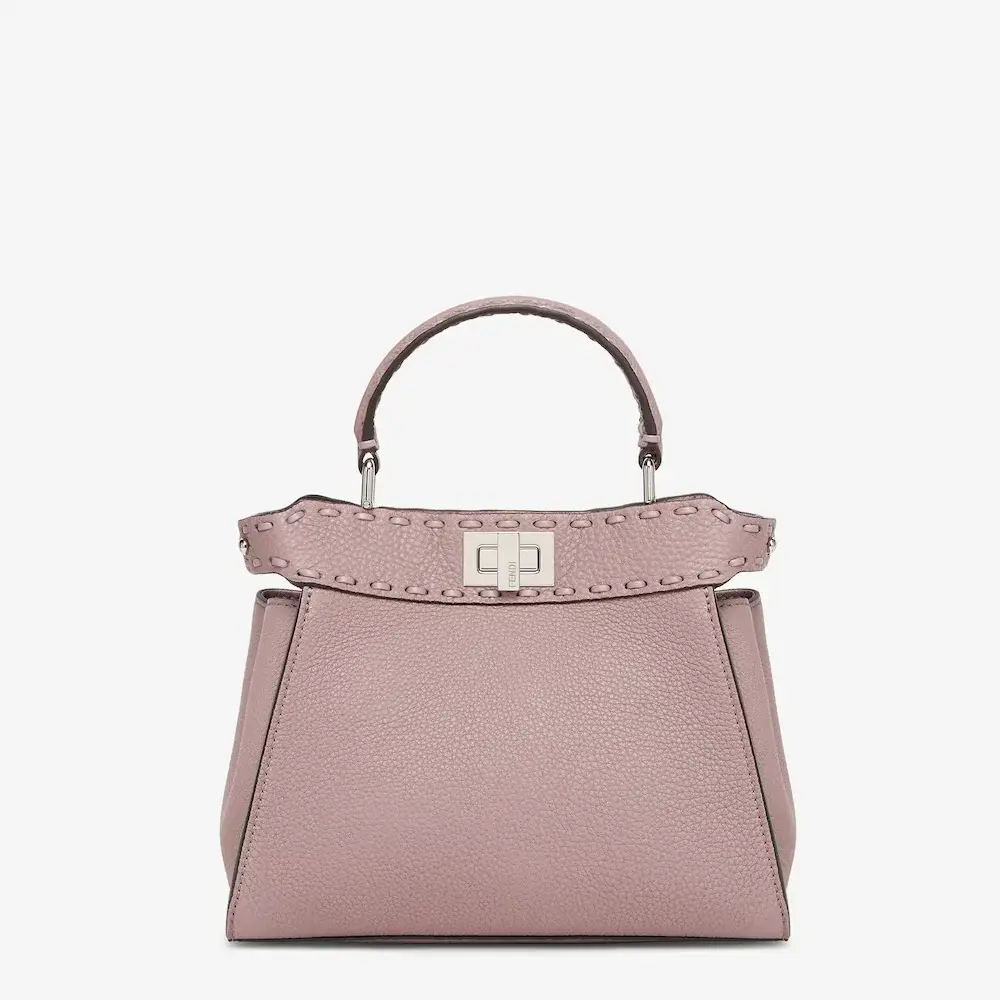 Fendi Peekaboo Mini Pink mauve Selleria bag with 220 hand sewn topstitches