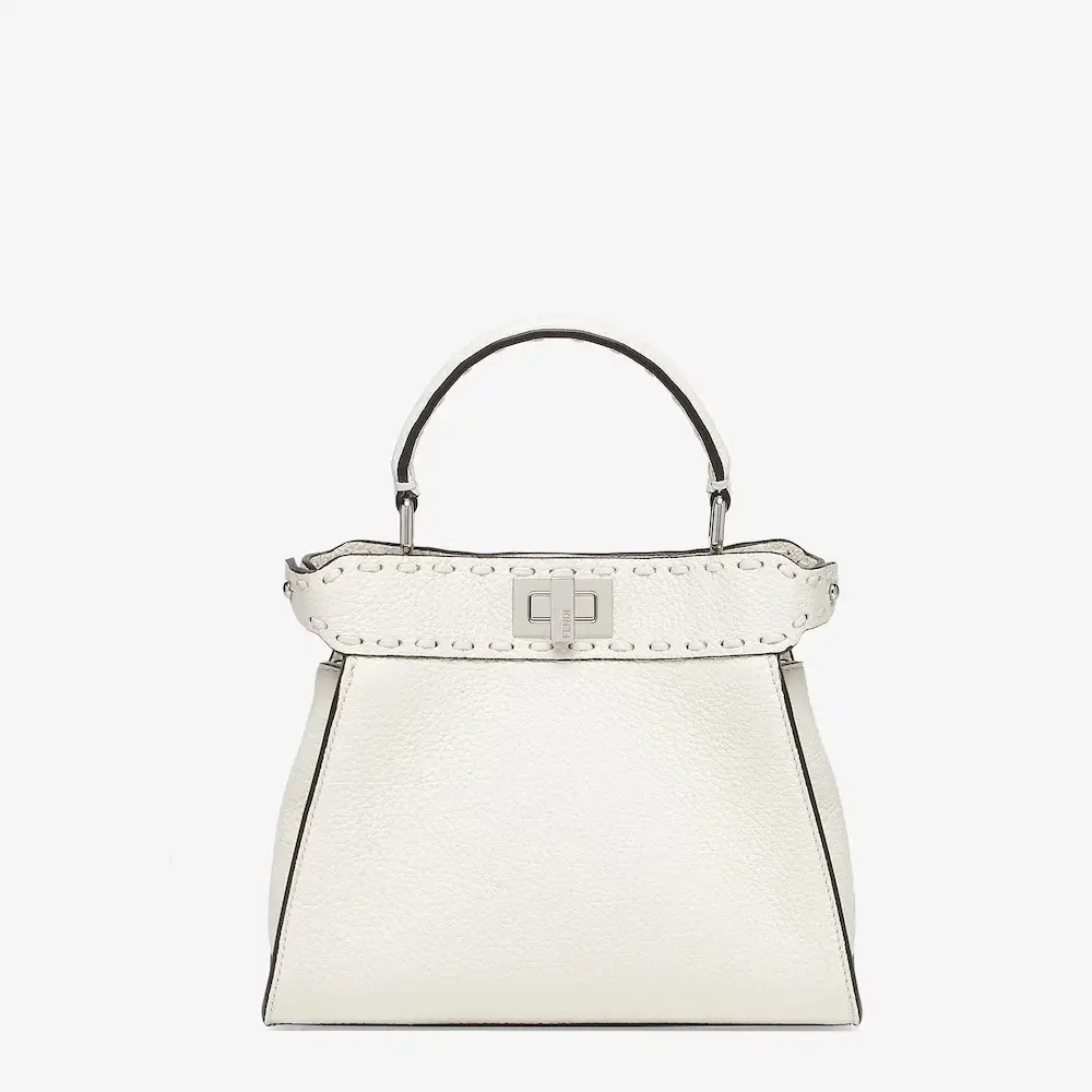 Fendi Peekaboo Mini White Selleria bag with 220 hand sewn topstitches