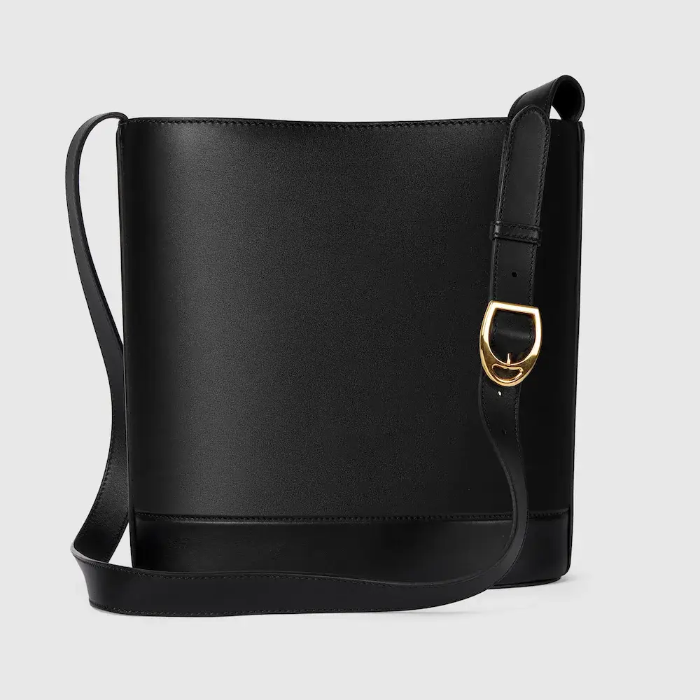Gucci 73 medium bucket bag Black smooth leather back