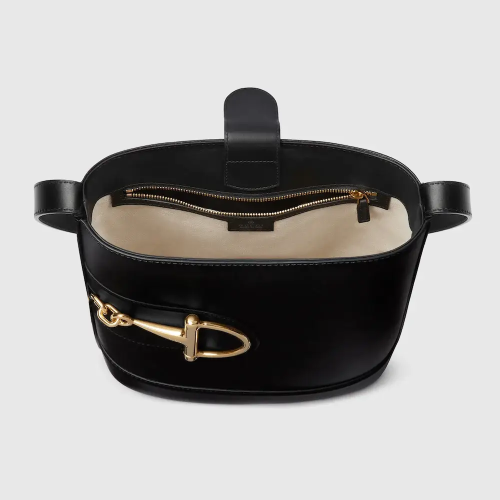 Gucci 73 medium bucket bag Black smooth leather interior