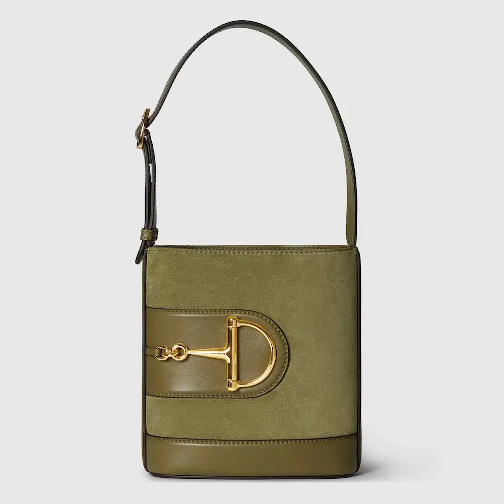 Gucci 73 small bucket bag Green soft suede