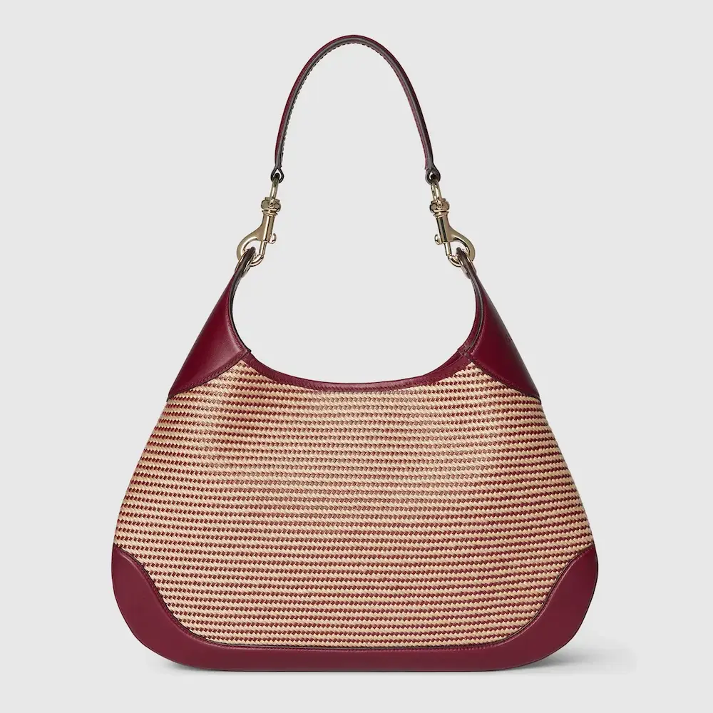 Gucci B medium shoulder bag Natural woven raffia effect viscose