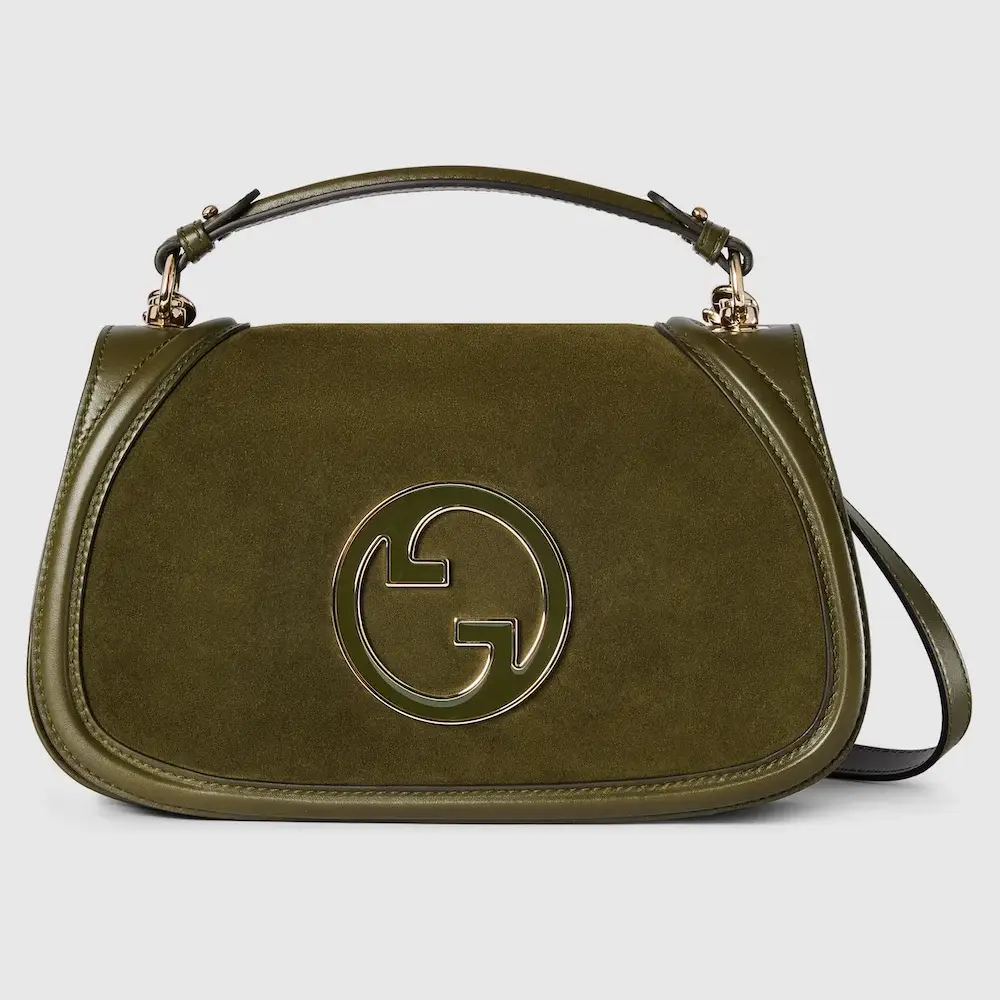 Gucci Blondie large top handle bag Dark green suede