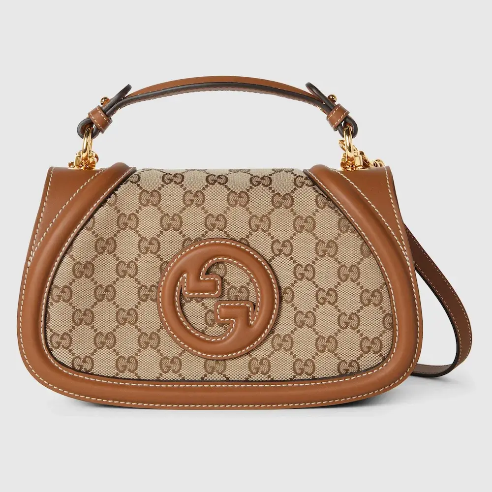 Gucci Blondie medium top handle bag Beige and dark brown GG canvas