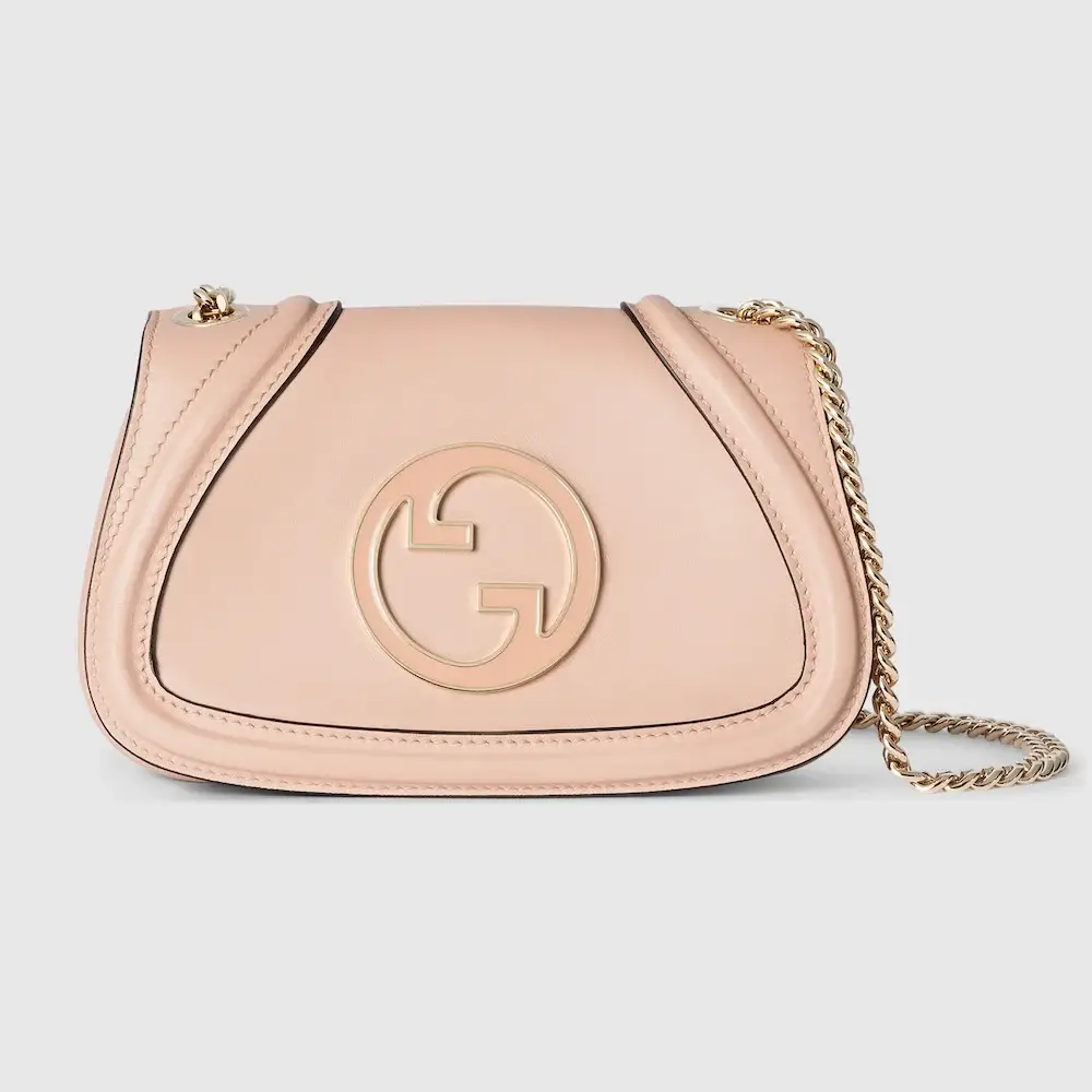 Gucci Blondie small shoulder bag Black leather Light pink leather