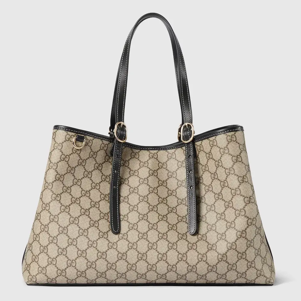 Gucci GG Emblem large tote bag Beige and dark brown new GG Monogram