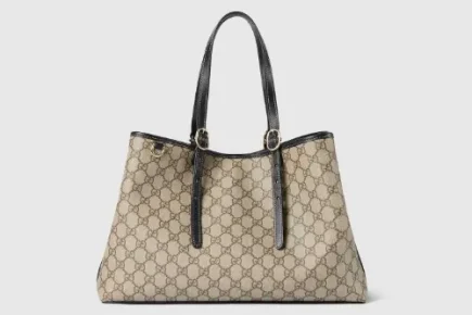 Gucci GG Emblem large tote bag Beige and dark brown new GG Monogram featured image