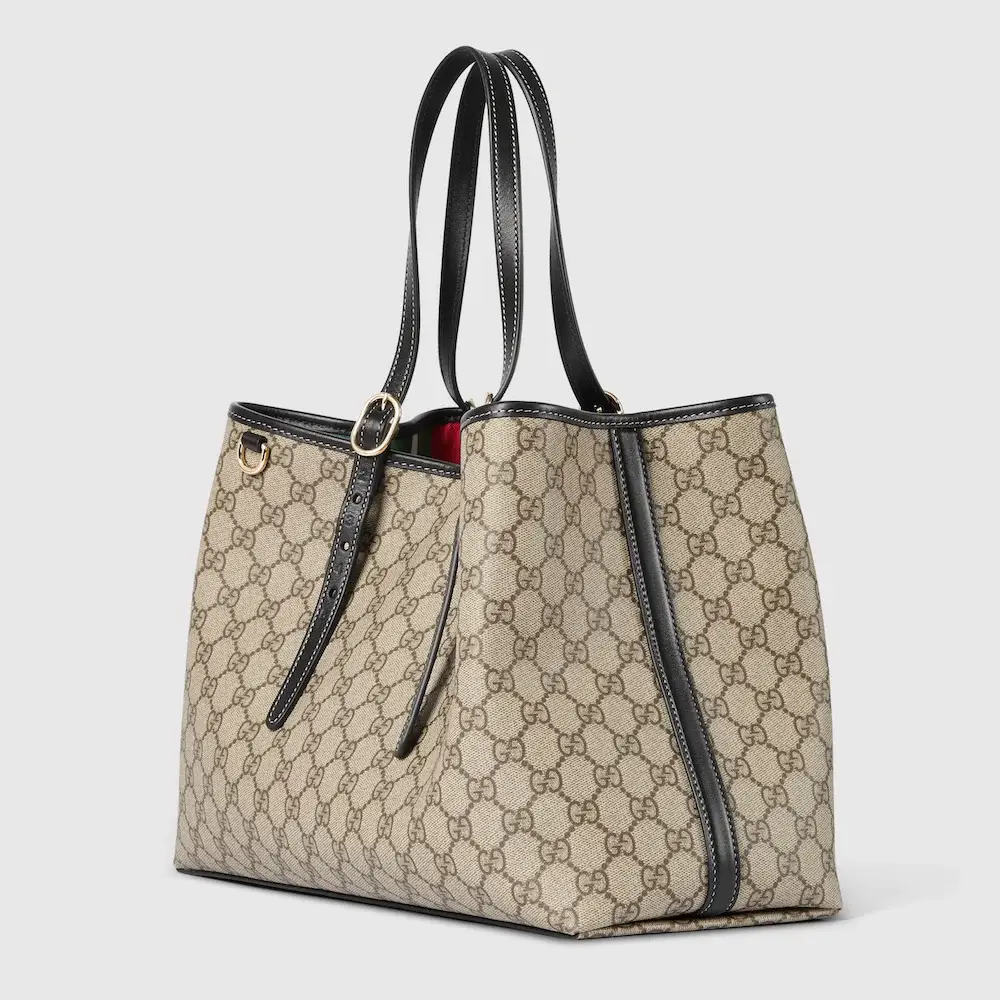 Gucci GG Emblem large tote bag Beige and dark brown new GG Monogram side