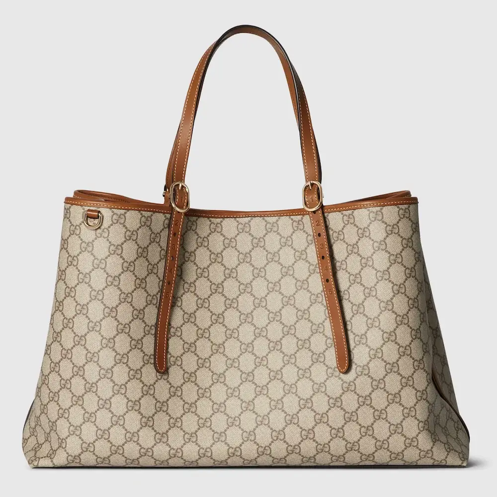 Gucci GG Emblem maxi tote bag Beige and dark brown new GG Monogram
