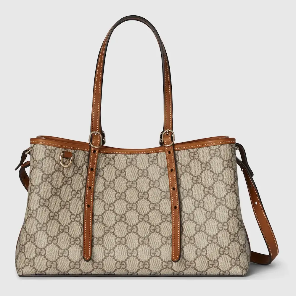 Gucci GG Emblem medium tote bag Beige and dark brown new GG Monogram